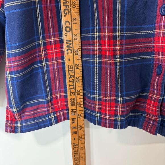 L.L. Bean Women's Fleece-Lined Flannel Shirt Snap-Front Plaid Blue Red XL Reg - Picture 4 of 7